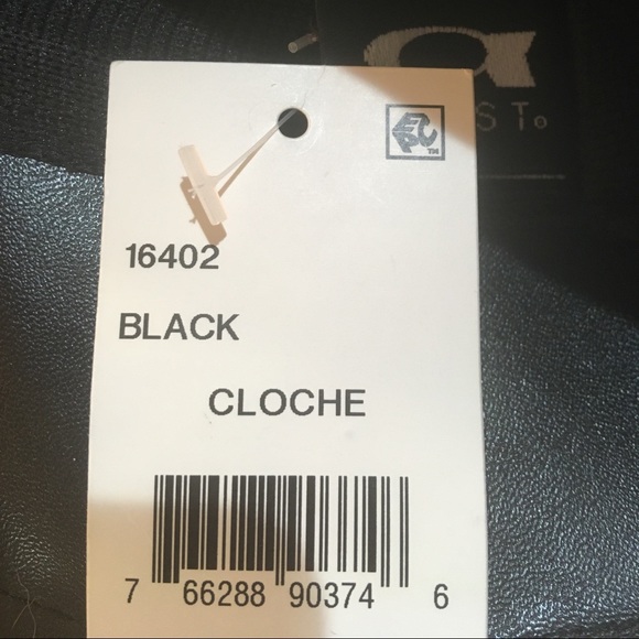 August Black Cloche Hat w/Faux Leather Trim NWT - Picture 5 of 7